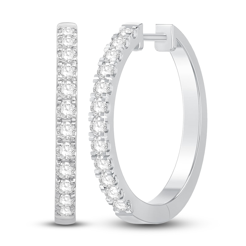 Main Image 1 of Previously Owned Diamond Hoop Earrings 1/2 ct tw 10K White Gold