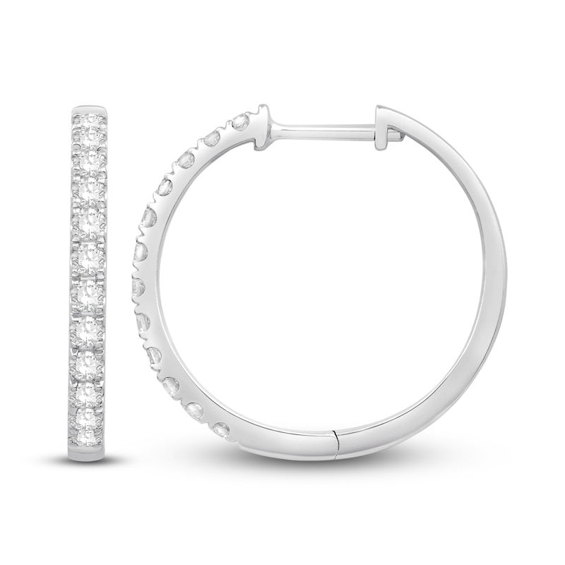 Main Image 2 of Previously Owned Diamond Hoop Earrings 1/2 ct tw 10K White Gold