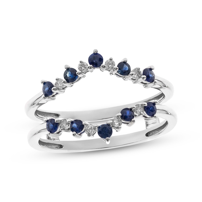 Previously Owned Blue Sapphire Enhancer Band 1/15 ct tw Round-cut Diamonds 14K White Gold