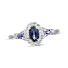 Previously Owned Natural Oval-Cut Sapphire Ring 1/8 ct tw Diamonds 10K White Gold