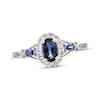 Thumbnail Image 1 of Previously Owned Natural Oval-Cut Sapphire Ring 1/8 ct tw Diamonds 10K White Gold