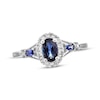 Thumbnail Image 0 of Previously Owned Natural Oval-Cut Sapphire Ring 1/8 ct tw Diamonds 10K White Gold