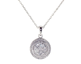 Previously Owned Diamond Double Halo Necklace 1/2 ct tw 10K White Gold 18"