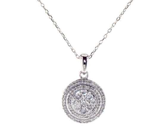 Previously Owned Diamond Double Halo Necklace 1/2 ct tw 10K White Gold 18"