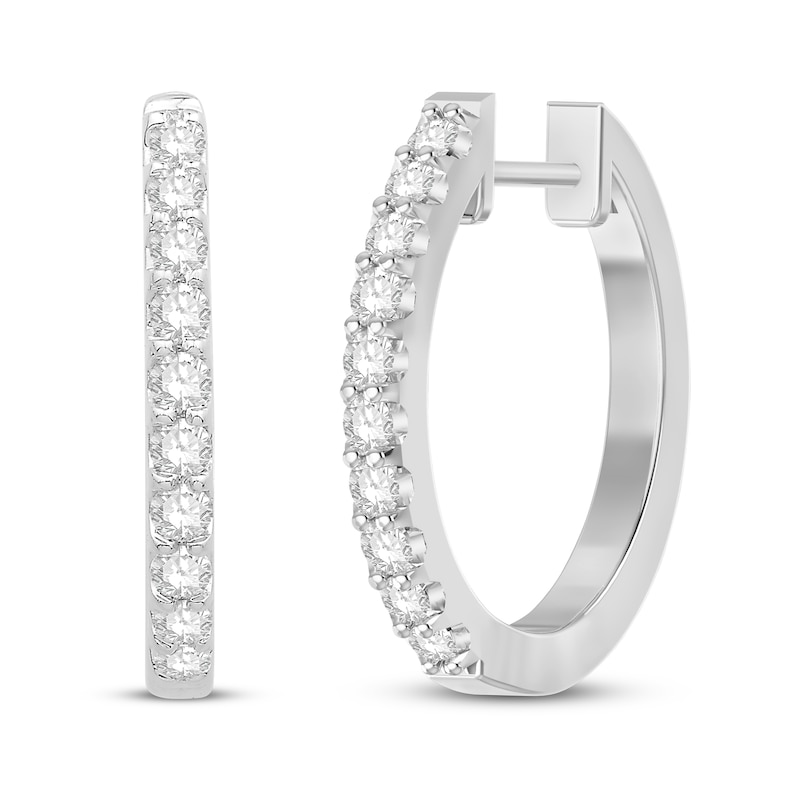 Main Image 1 of Previously Owned Diamond Hoop Earrings 1/2 ct tw 10K White Gold