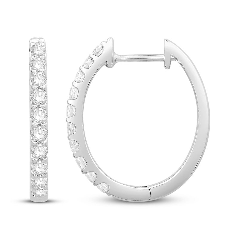 Main Image 2 of Previously Owned Diamond Hoop Earrings 1/2 ct tw 10K White Gold