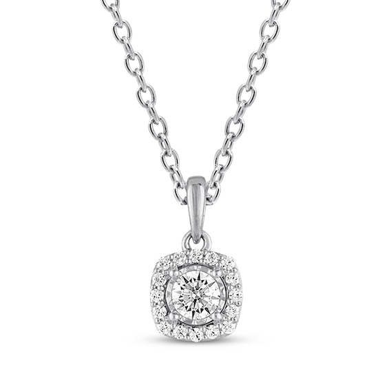 Previously Owned Diamond Necklace 1/4 ct tw Round-cut 10K White Gold 18"
