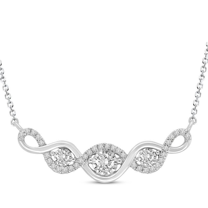 Main Image 1 of Previously Owned Diamond Fashion Necklace 1/4 ct tw Round-cut 10K White Gold 18"