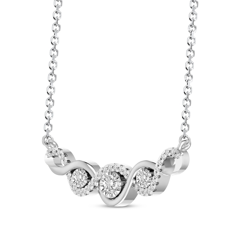 Main Image 2 of Previously Owned Diamond Fashion Necklace 1/4 ct tw Round-cut 10K White Gold 18"