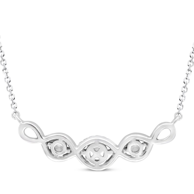 Main Image 4 of Previously Owned Diamond Fashion Necklace 1/4 ct tw Round-cut 10K White Gold 18"