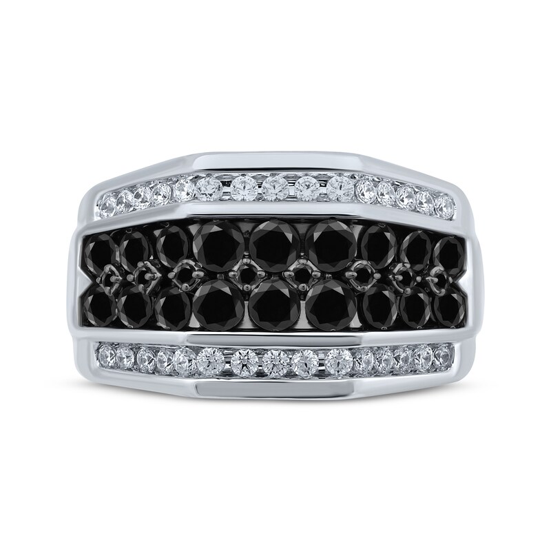 Main Image 3 of Previously Owned Men's Black & White Diamond Ring 2 ct tw Round-cut 10K White Gold