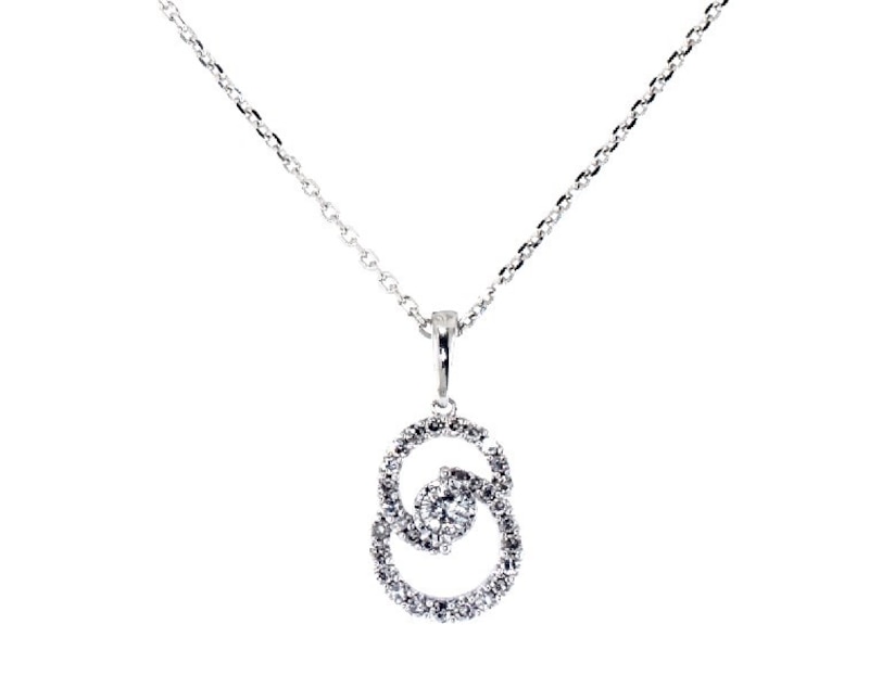 Main Image 1 of Previously Owned Encircled by Love Diamond Necklace 1/4 ct tw Round-cut 10K White Gold 18"