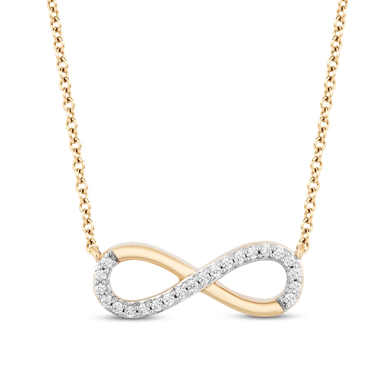 Main Image 1 of Previously Owned Hallmark Diamonds Infinity Necklace 1/10 ct tw 10K Yellow Gold 18"