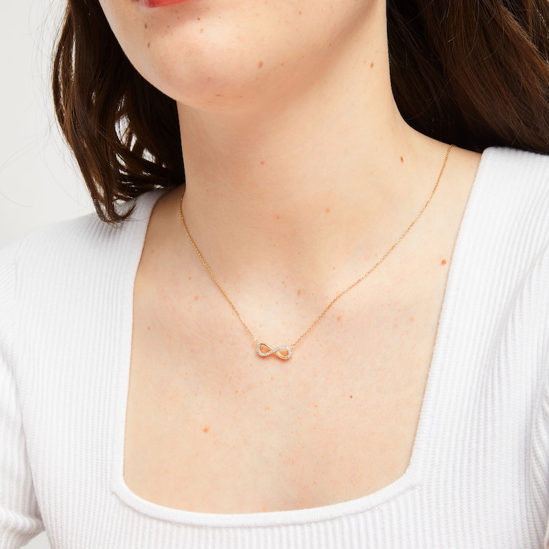 Main Image 2 of Previously Owned Hallmark Diamonds Infinity Necklace 1/10 ct tw 10K Yellow Gold 18"