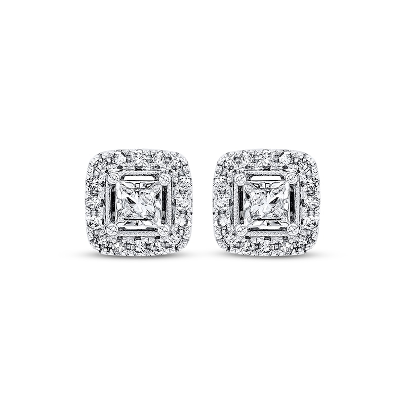 Previously Owned Diamond Earrings 1/2 ct tw Princess-cut 10K White Gold