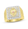Thumbnail Image 1 of Previously Owned Men's Diamond & Lab-Created Ruby Lion Ring 1/4 ct tw 10K Yellow Gold