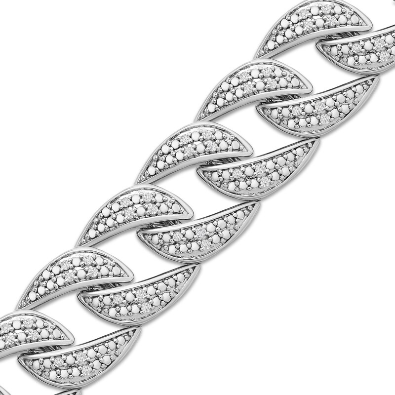 Main Image 2 of Previously Owned Men's Diamond Curb Link Bracelet 1 ct tw Sterling Silver 8.5"