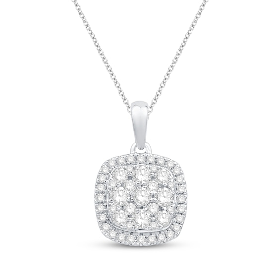 Previously Owned Diamond Necklace 1/2 ct tw Round-Cut 10K White Gold 18"