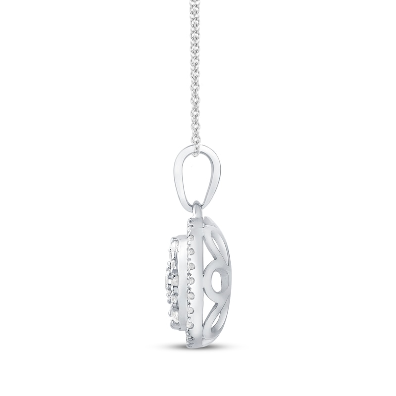 Main Image 3 of Previously Owned Diamond Necklace 1/2 ct tw Round-Cut 10K White Gold 18"