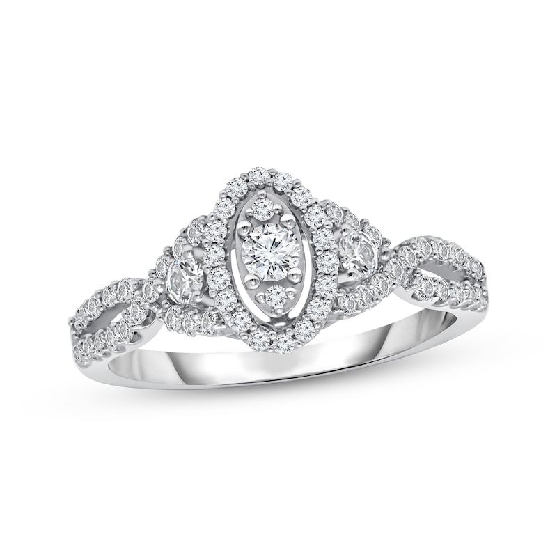 Main Image 1 of Previously Owned Diamond Engagement Ring 5/8 ct tw Round-cut 10K White Gold