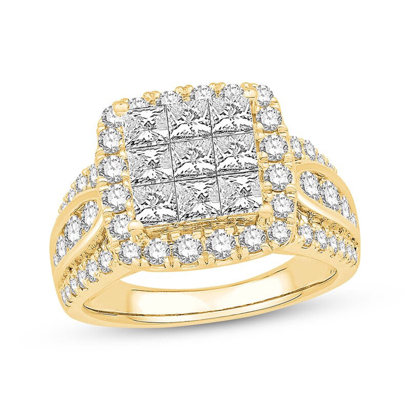 Main Image 1 of Previously Owned Diamond Engagement Ring 2-5/8 ct tw Princess & Round-cut 14K Yellow Gold