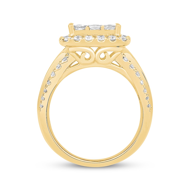 Previously Owned Diamond Engagement Ring 2-5/8 ct tw Princess & Round-cut 14K Yellow Gold