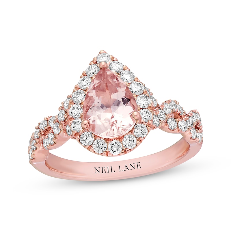 Main Image 1 of Previously Owned Neil Lane Morganite Engagement Ring 3/4 ct tw Round-cut Diamonds 14K Rose Gold - Size 11