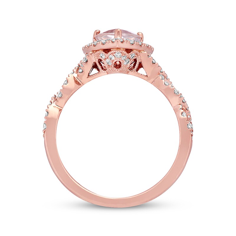 Main Image 3 of Previously Owned Neil Lane Morganite Engagement Ring 3/4 ct tw Round-cut Diamonds 14K Rose Gold - Size 11