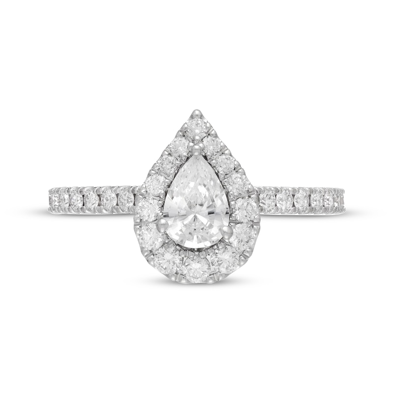 Previously Owned Neil Lane Diamond Engagement Ring 1 ct tw Pear & Round-cut 14K White Gold - Size 4.5