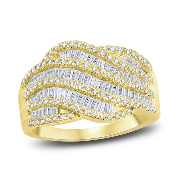 Previously Owned Diamond Ring 1 ct tw Round & Baguette 10K Yellow Gold