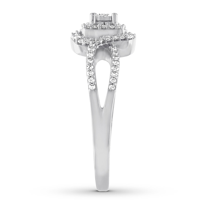 Main Image 3 of Previously Owned Diamond Promise Ring 1/4 ct tw Round-cut 10K White Gold