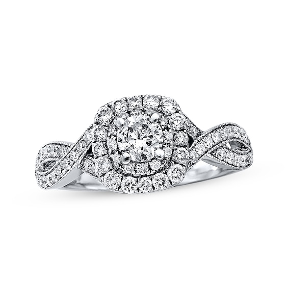 Previously Owned Neil Lane Engagement Ring 7/8 ct tw Round-cut Diamonds 14K White Gold Size 9