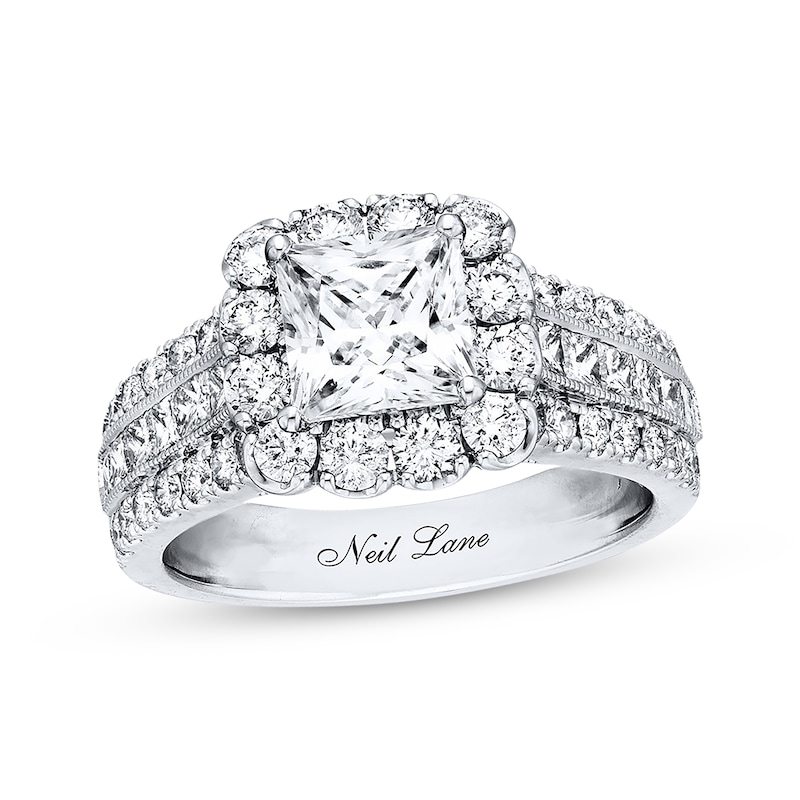 Main Image 1 of Previously Owned Neil Lane Diamond Engagement Ring 3 ct tw Princess & Round-cut 14K White Gold Size 4.5