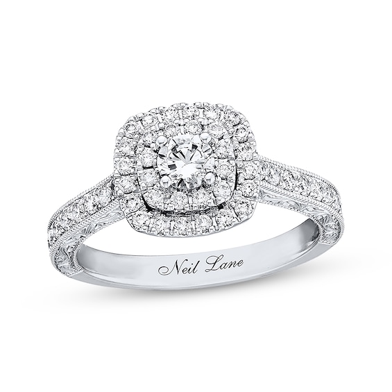Previously Owned Neil Lane Engagement Ring 7/8 ct tw Round-cut Diamonds 14K White Gold Size