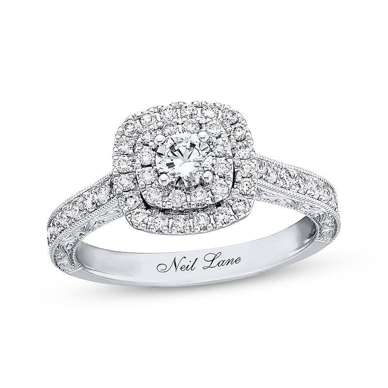 Main Image 1 of Previously Owned Neil Lane Engagement Ring 7/8 ct tw Round-cut Diamonds 14K White Gold - Size 9