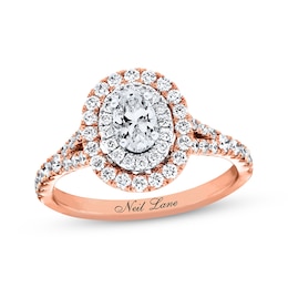 Previously Owned Neil Lane Engagement Ring 1 ct tw Oval & Round-cut Diamonds 14K Two-Tone Gold Size 5
