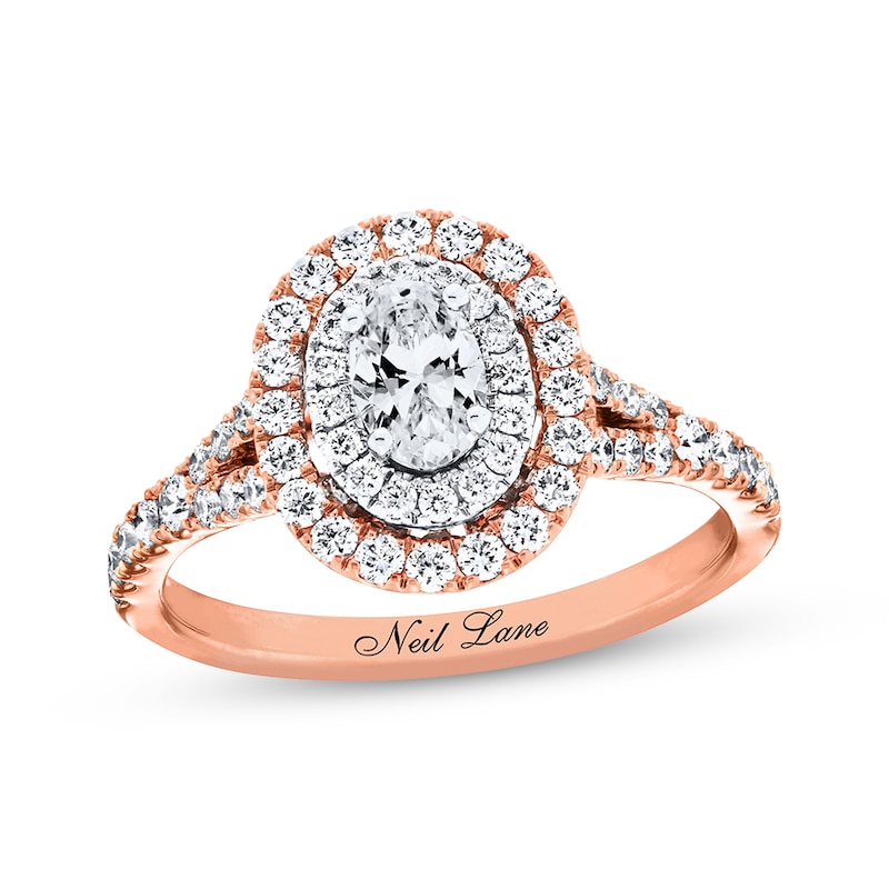Previously Owned Neil Lane Engagement Ring 1 ct tw Oval & Round-cut Diamonds 14K Two-Tone Gold - Size 5
