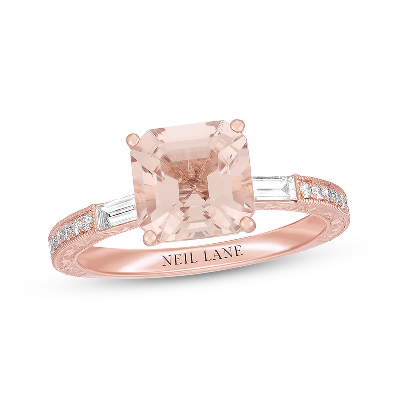 Main Image 1 of Previously Owned Neil Lane Asscher-Cut Morganite Engagement Ring 3/8 ct tw Diamonds 14K Rose Gold - Size 5.5