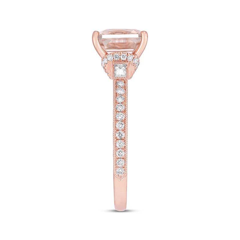Main Image 2 of Previously Owned Neil Lane Asscher-Cut Morganite Engagement Ring 3/8 ct tw Diamonds 14K Rose Gold - Size 5.5