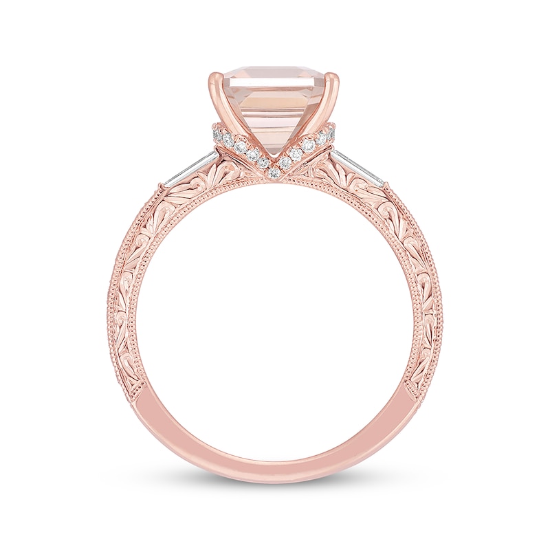 Main Image 3 of Previously Owned Neil Lane Asscher-Cut Morganite Engagement Ring 3/8 ct tw Diamonds 14K Rose Gold - Size 5.5