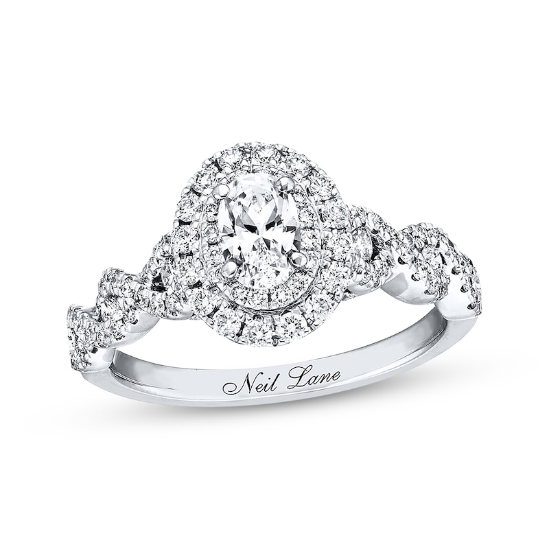 Previously Owned Neil Lane Engagement Diamond Ring 1-1/6 ct tw Oval & Round-cut 14K White Gold - Size 4