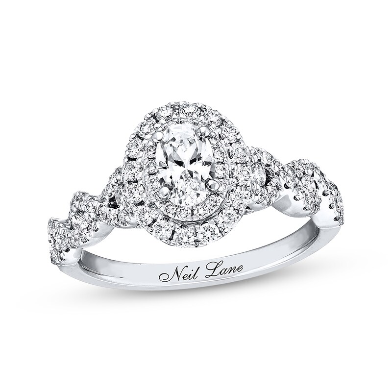 Previously Owned Neil Lane Engagement Diamond Ring 1-1/6 ct tw Oval & Round-cut 14K White Gold