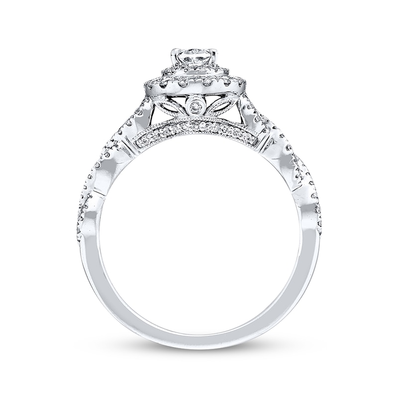 Previously Owned Neil Lane Engagement Diamond Ring 1-1/6 ct tw Oval & Round-cut 14K White Gold - Size 4
