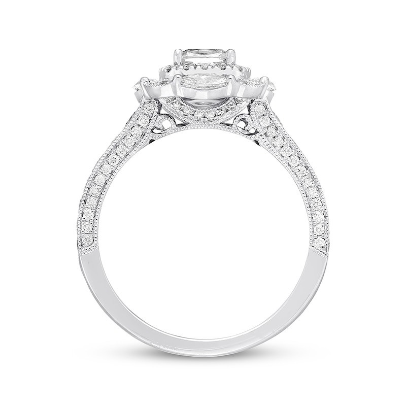 Main Image 3 of Previously Owned Neil Lane Diamond Engagement Ring 1-5/8 ct tw Cushion, Marquise & Round-cut 14K White Gold - Size 4