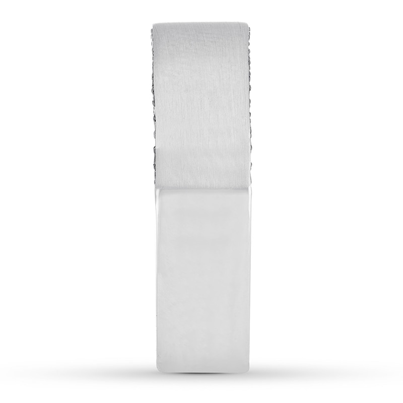 Main Image 3 of Previously Owned Neil Lane Men's Black Diamond Wedding Band 1/5 ct tw Round-cut 14K White Gold Size 12.5