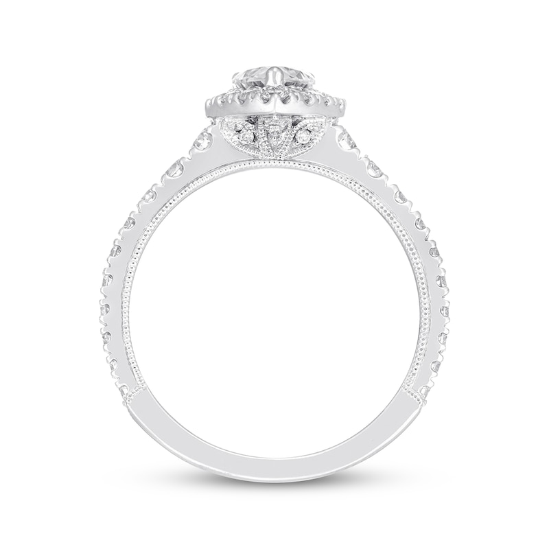 Previously Owned Neil Lane Premiere Diamond Engagement Ring 1-1/2 ct tw Pear & Round-cut 14K White Gold - Size 4