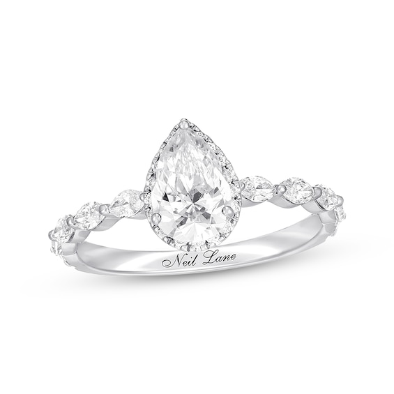 Previously Owned Neil Lane Premiere Diamond Engagement Ring 1-1/2 ct tw Pear, Marquise & Round 14K White Gold Size 5.5