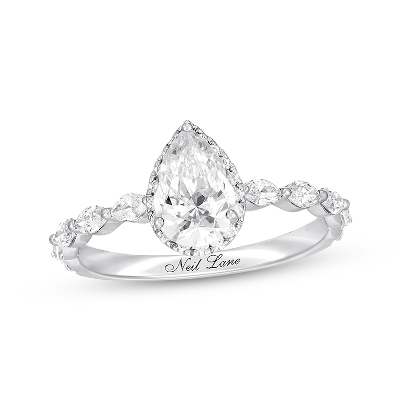 Main Image 1 of Previously Owned Neil Lane Premiere Diamond Engagement Ring 1-1/2 ct tw Pear, Marquise & Round 14K White Gold Size 5.5