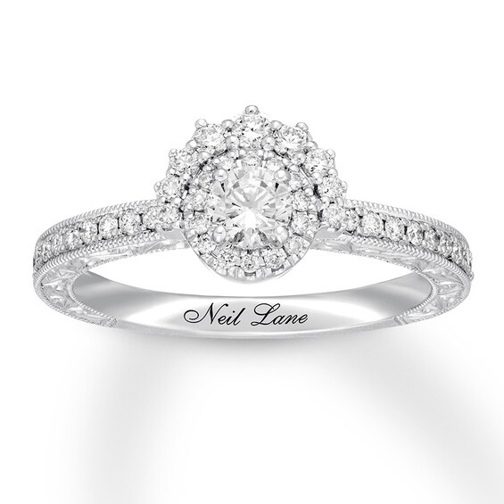 Previously Owned Neil Lane Round Diamond Engagement Ring 1/2 ct tw 14K White Gold