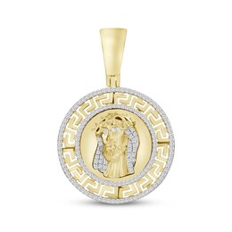 Previously Owned Men's Diamond Christ Pendant 1/2 ct tw Round-cut 10K Yellow Gold